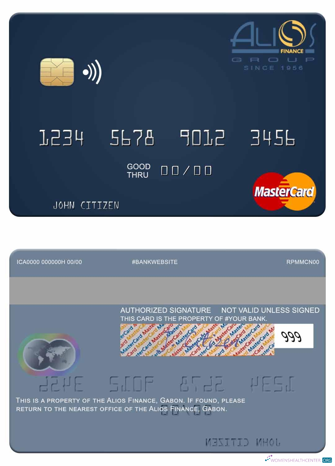 Download Gabon Alios Finance mastercard Photoshop template